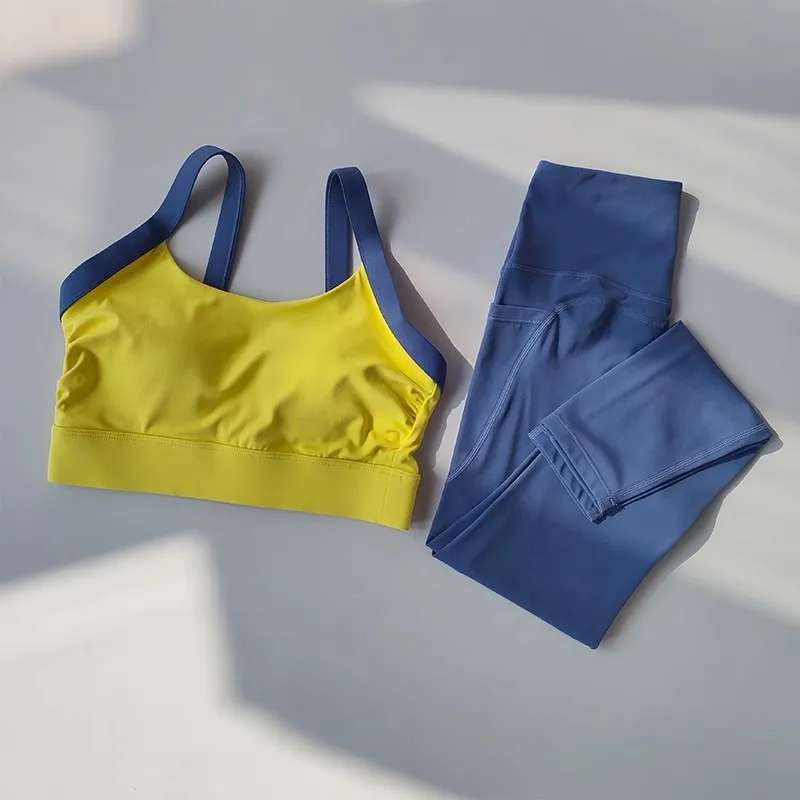 Traje de Yoga para mujer, conjunto de Yoga de gama alta, conjuntos de entrenamiento, ropa deportiva, ropa de gimnasio, traje de Fitness, sujetadores y mallas, trajes deportivos, 2 uds.