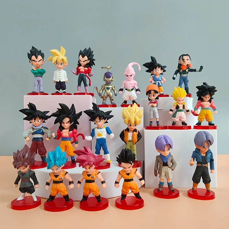 Figuras de Dragon Ball Saiyan Goku Mini figura de Anime 20 estilos juguetes modelos Anim para regalo de cumpleaños para niños decoración de coche