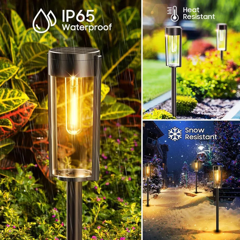 Luces solares Retro para caminos, Bombilla incandescente impermeable para exteriores, decoración de paisaje para pasarela, patio trasero, 2/4/6 Uds.