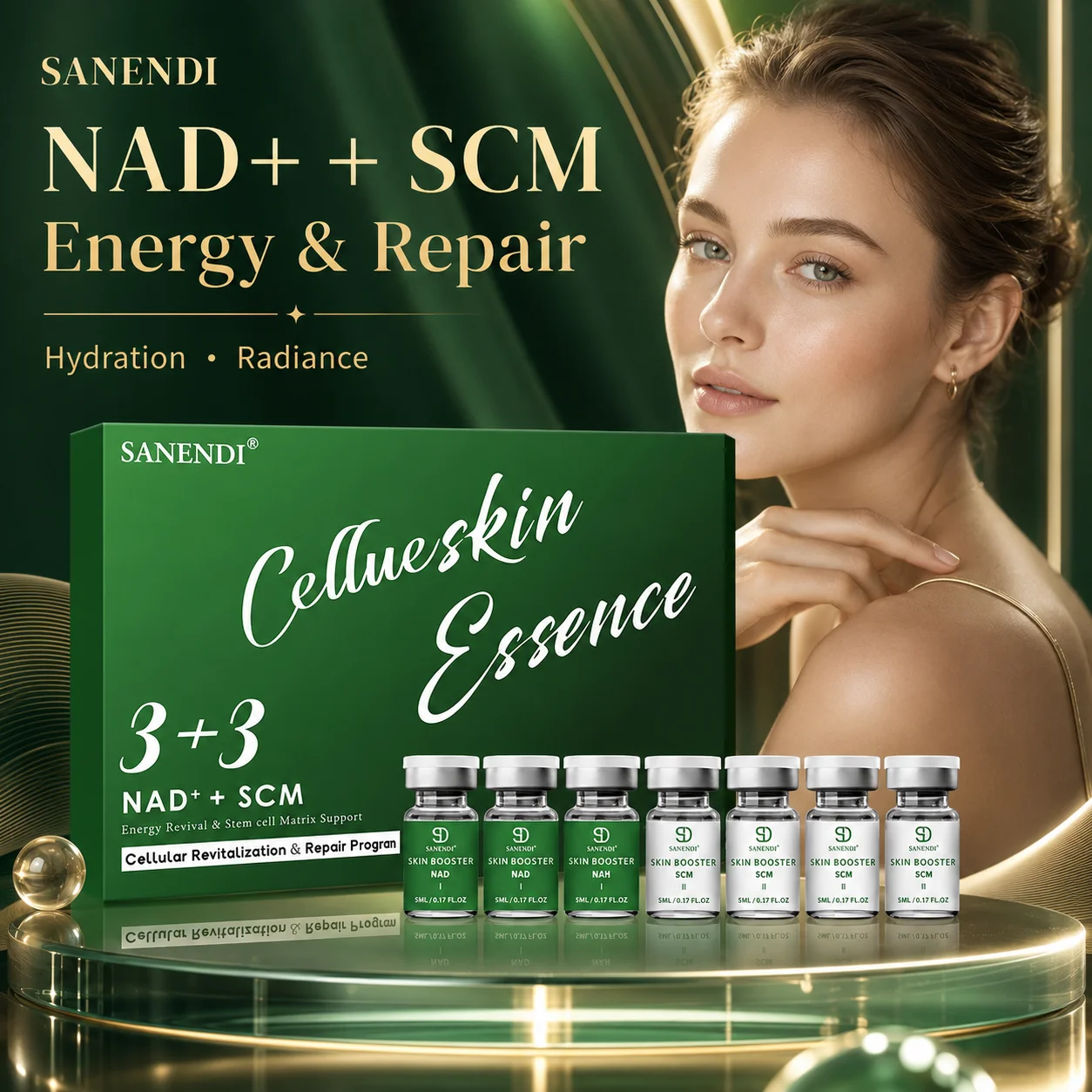 Dispositivo Gratuito Sanendi NAD+ EXOSME PDRN Suero Facial PN Hidratación Luminosidad Cuidado de la Piel Coreano Brillo Suavizante Kit Der.pen de Salón