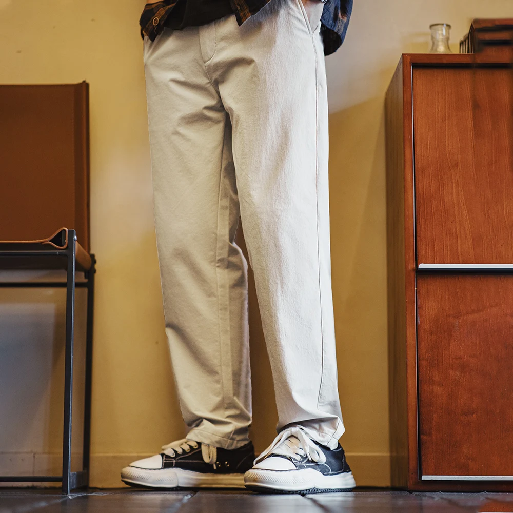 Maden-pantalones de traje informales rectos y limpios para hombre, pantalones de oficina cónicos resistentes a las arrugas, pantalones versátiles de Color sólido