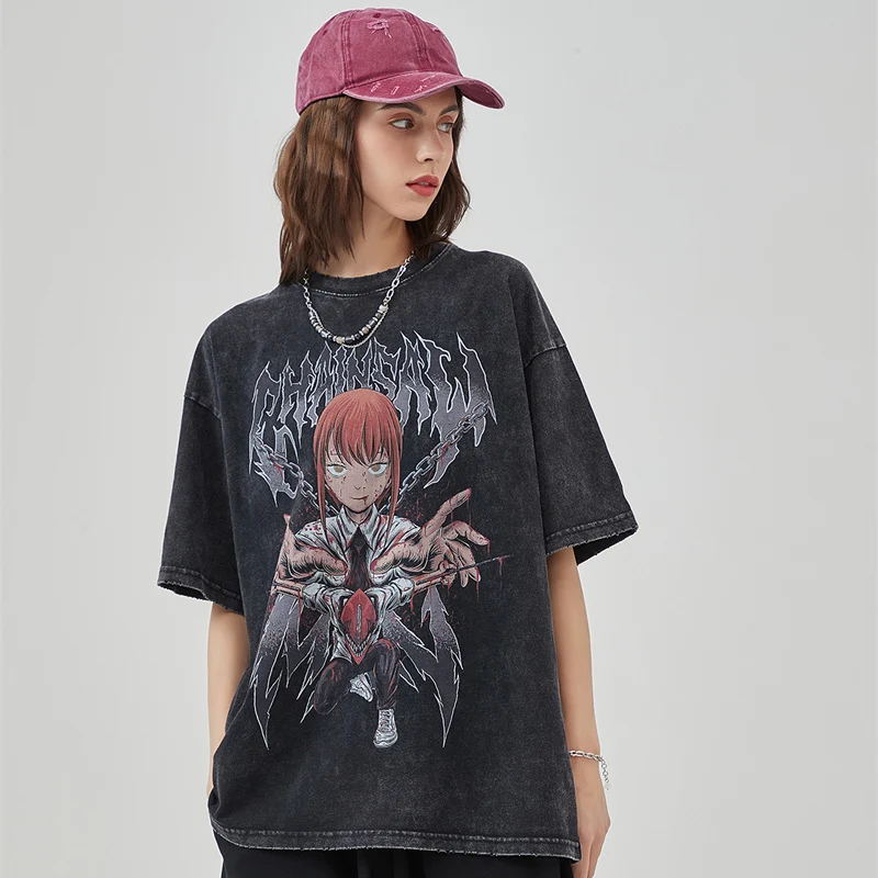 Camisetas gráficas Vintage de algodón con lavado ácido para hombres y mujeres, camiseta informal de verano de gran tamaño, camisetas de manga corta para entrenamiento en gimnasio y Fitness