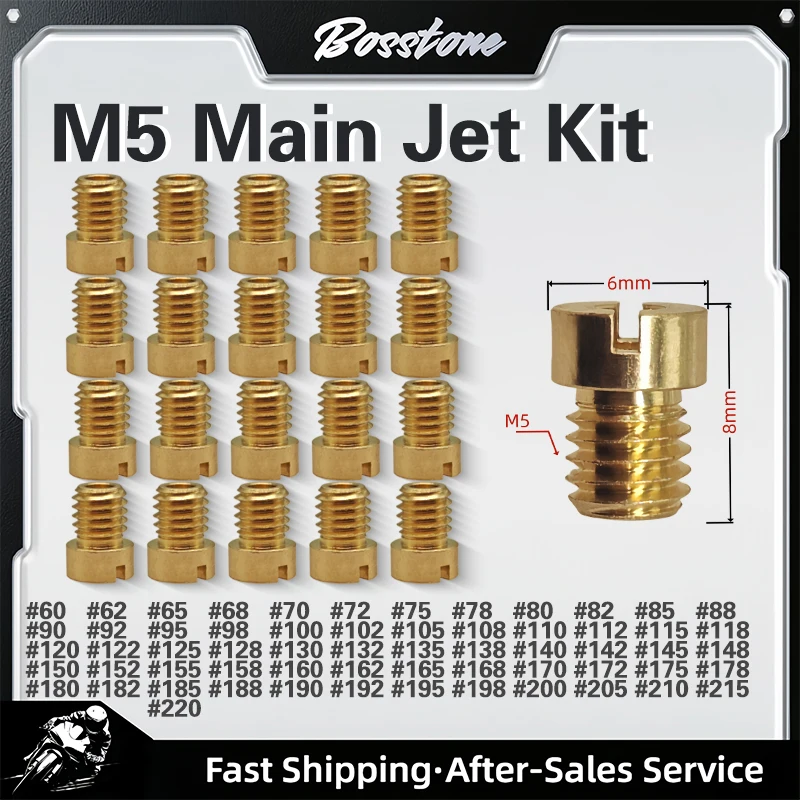 Kit de 20 inyectores principales M5 de 5 mm para carburador Keihin OKO KOSO PWK 125cc 150cc CVK PZ27 PZ30 152QMI 157QMJ