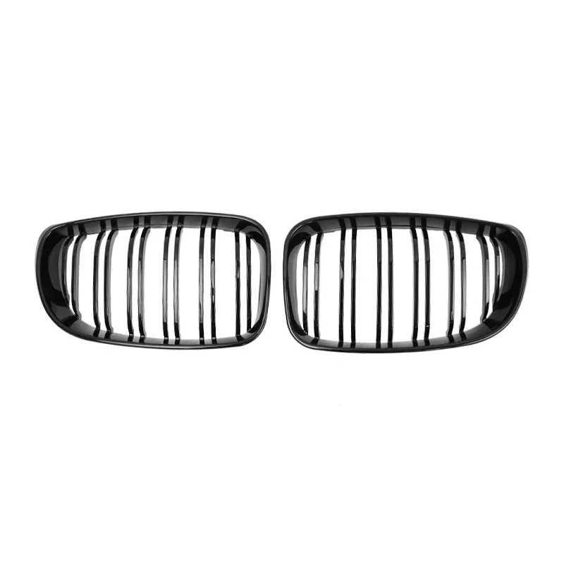 Para BMW E81 E87 E82 E88 128I 130I 135I parachoques delantero de coche rejilla de riñón parrillas de carreras rejillas negro brillante parrilla de doble listones 07-11