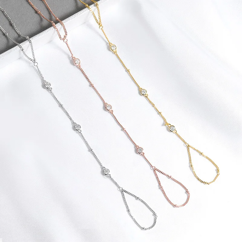 Smyoue-Pulseras de moissanita de 3MM para mujer, cadena ajustable de tamaño de muñeca de 14-21cm, joyería chapada en plata de ley 925 de 18K, venta al por mayor
