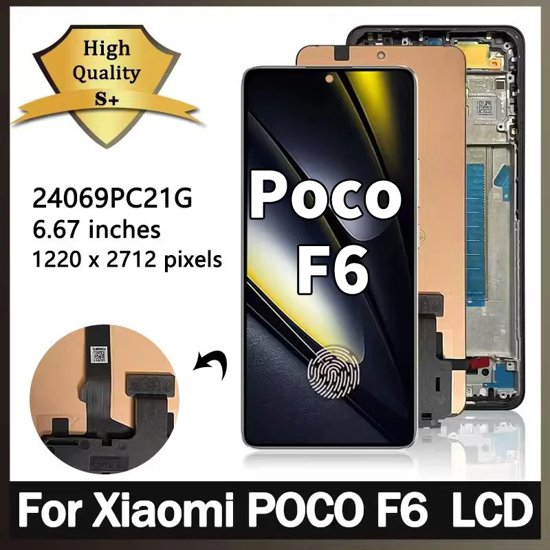 Pantalla AMOLED Nueva de 6.67" para Xiaomi Poco F6 LCD 24069PC21G, Pantalla Táctil Digitalizadora con Marco para Xiaomi Poco F6 LCD