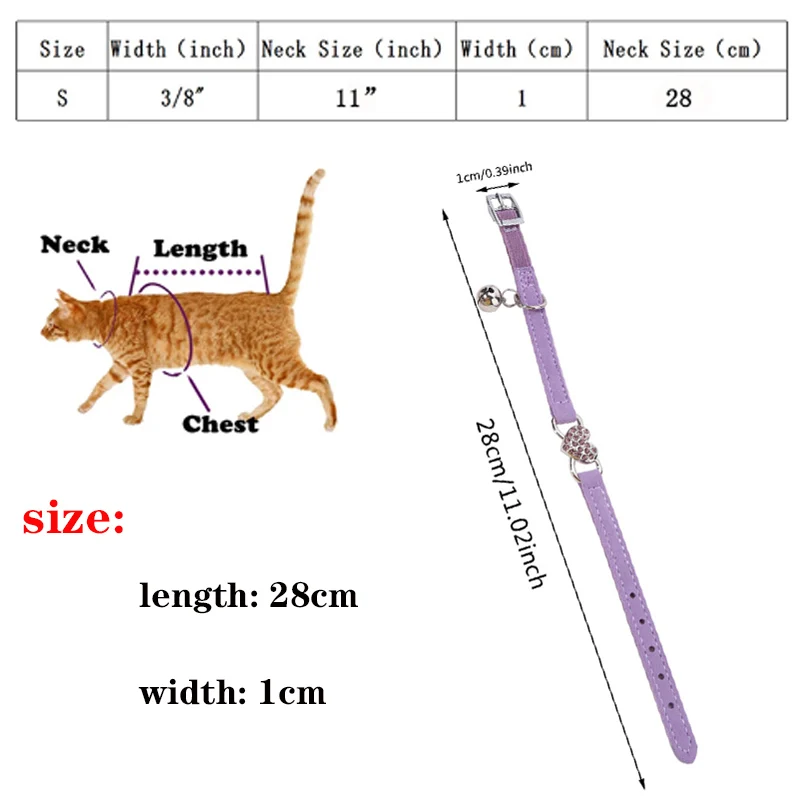 Collar de gato con dije de corazón y campana, elástico de seguridad ajustable con Material de terciopelo suave, producto para mascotas en 8 colores, Collar para perros pequeños