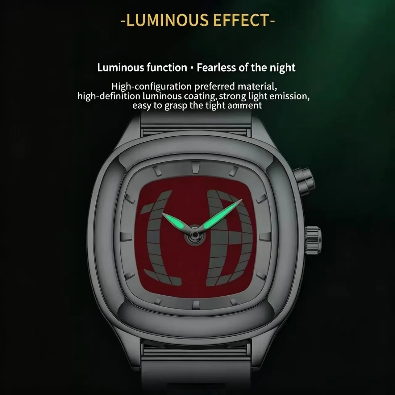 Reloj de Cuarzo Rojo, Diseño Cuadrado Y2K, Números con Puntero, Pantalla Dual, Acero, Personalizable, Relojes Modernos para Hombre, Diseño Dinámico y Ejecutivo