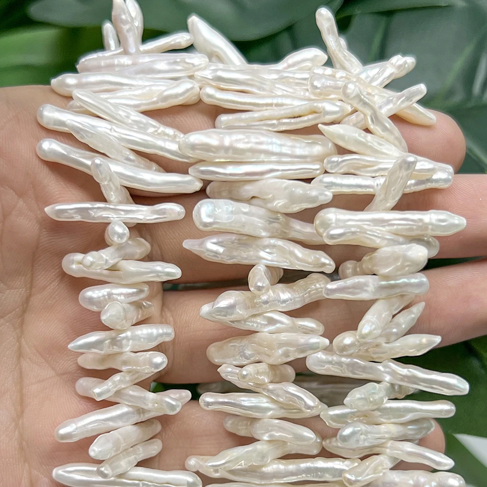 14-21mm 10 Uds perlas blancas de agua dulce forma de palillo cuentas espaciadoras sueltas para fabricación de joyería DIY pulsera collar