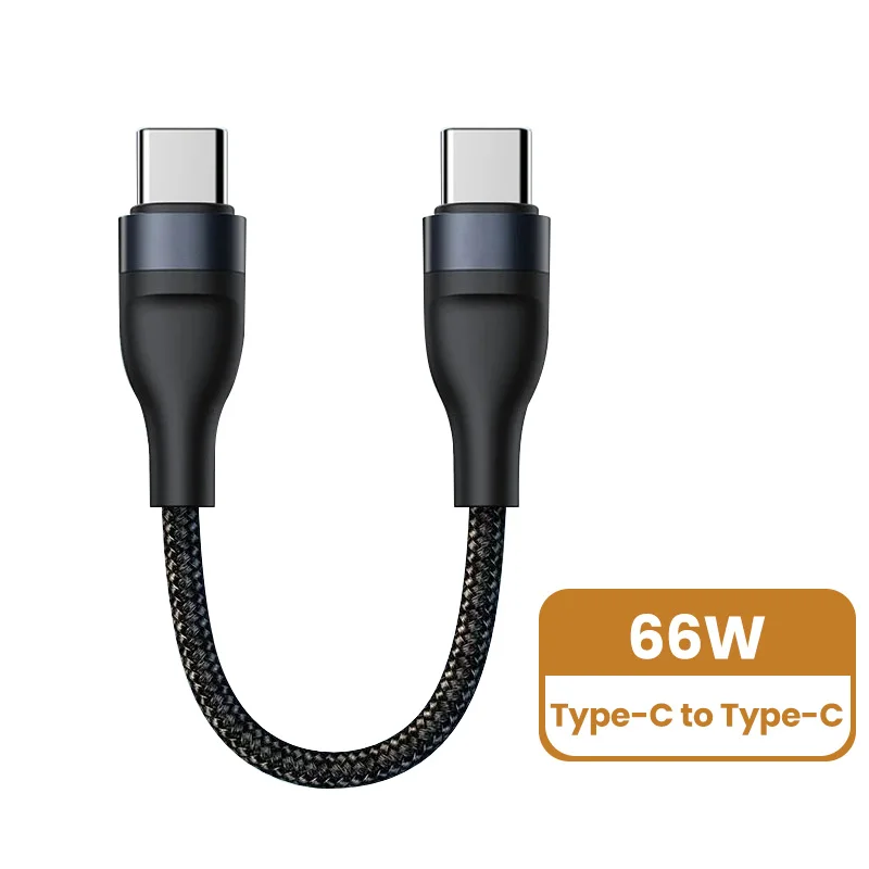 Cable de datos de 0,25 M USB C a tipo C Cable de datos de carga rápida Cable corto 66W tipo C para iPhone 15 Huawei Samsung banco de energía portátil
