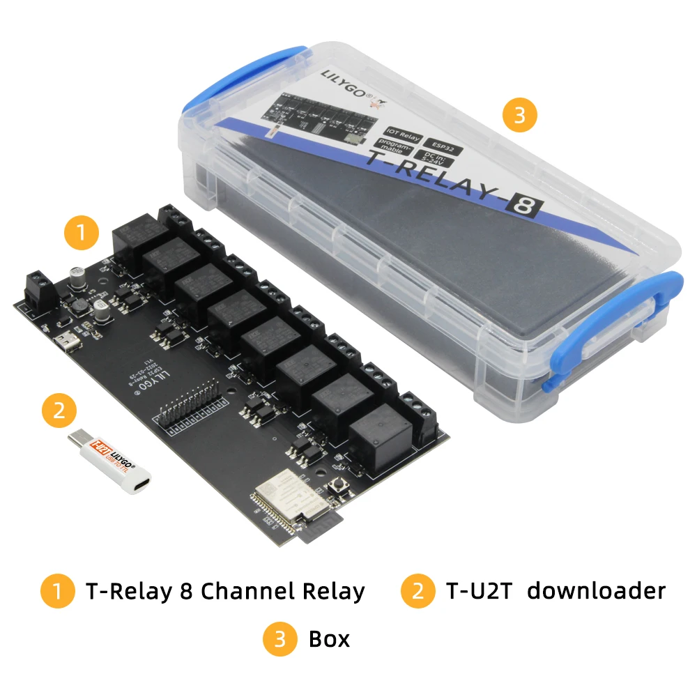 LILYGO ®   Módulo de relé T-Relay 5V de 8 canales ESP32 Placa de desarrollo inalámbrico WIFI Bluetooth con aislamiento optoacoplador para Arduino