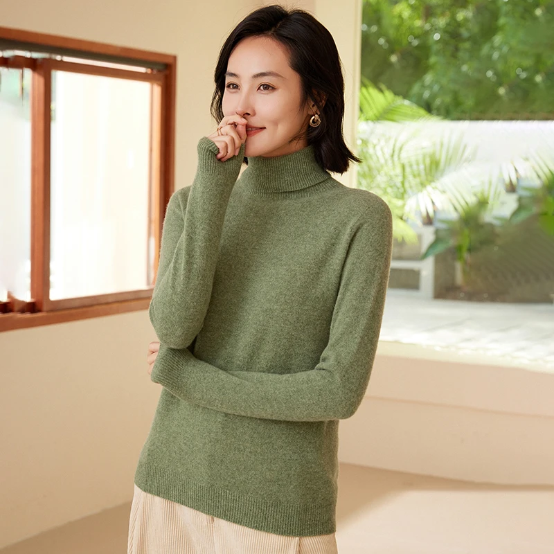 WinvyNee, ropa para mujer, suéter de lana Merino, Tops informales de manga larga, jersey de cuello alto, Jersey de punto suave y cálido para invierno A 1263006