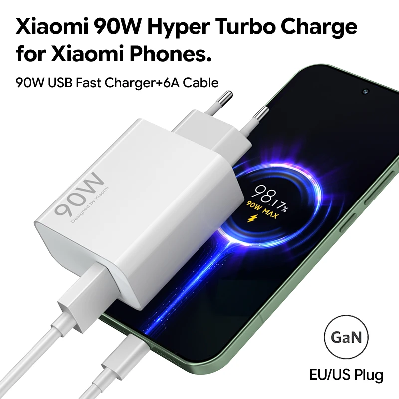 Cargador Xiaomi 90W Original Hypercharge Combo, Cable de Carga Rápida Tipo C para Xiaomi 15T Pro, 15, 17 Ultra, 14, 13 Ultra, POCO X7 Pro