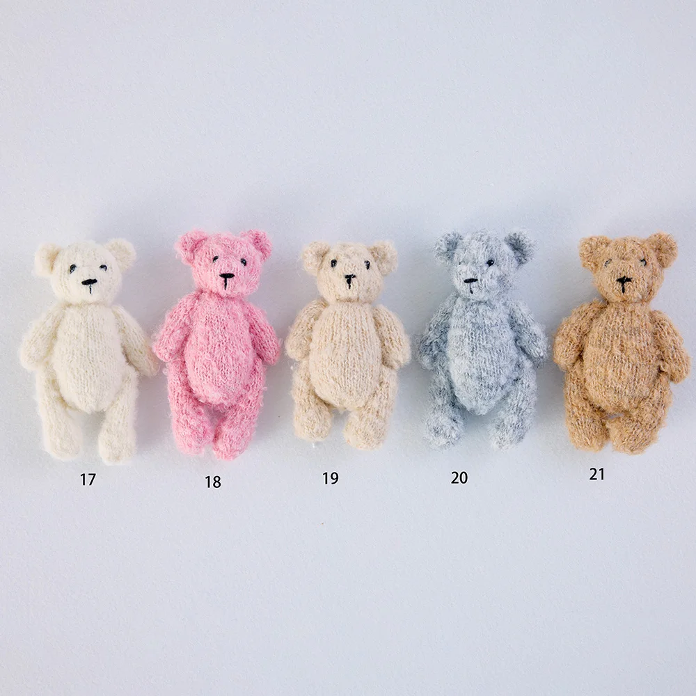 Mini Oso de Peluche Tejido a Mano Multicolor, Accesorios para Fotografía de Recién Nacidos, Recuerdo de Crecimiento Infantil, Artículos para Sesiones Fotográficas