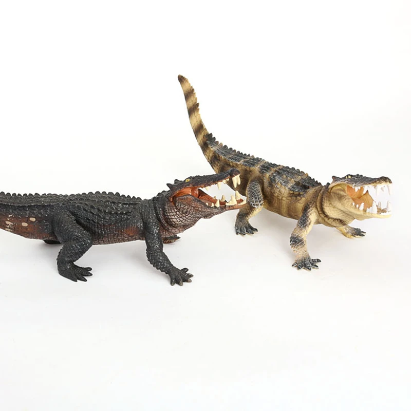 Figuras de acción realistas de cocodrilo, color blanco/marrón/verde, modelo de animales de simulación sólidos, juguetes decorativos para regalos de Navidad
