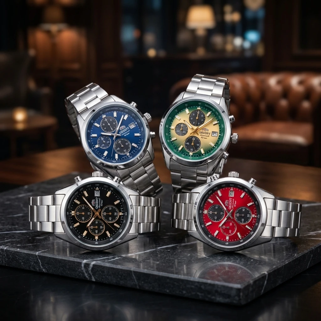 Reloj cronógrafo deportivo de cuarzo para hombre Japan Orient, escala tachimétrica, indicador de fecha, reloj de pulsera de acero inoxidable resistente al agua hasta 100 m