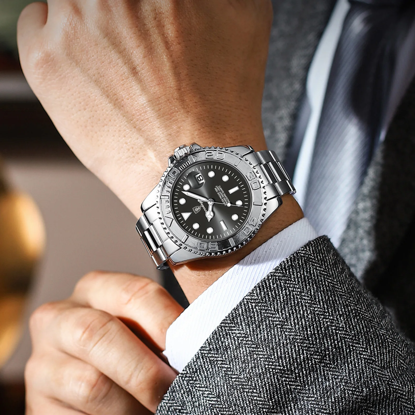Reloj POEDAGAR de lujo para hombre, reloj resistente al agua con fecha luminosa para hombre, reloj masculino de acero inoxidable, relojes deportivos de cuarzo a la moda para hombre