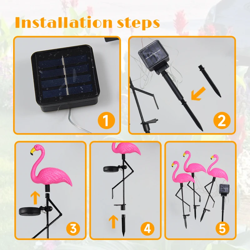 Luz Solar de flamenco, lámpara LED para Patio exterior, luz de jardín, luz de estaca impermeable, decoración de camino, linterna Solar para suelo de Patio