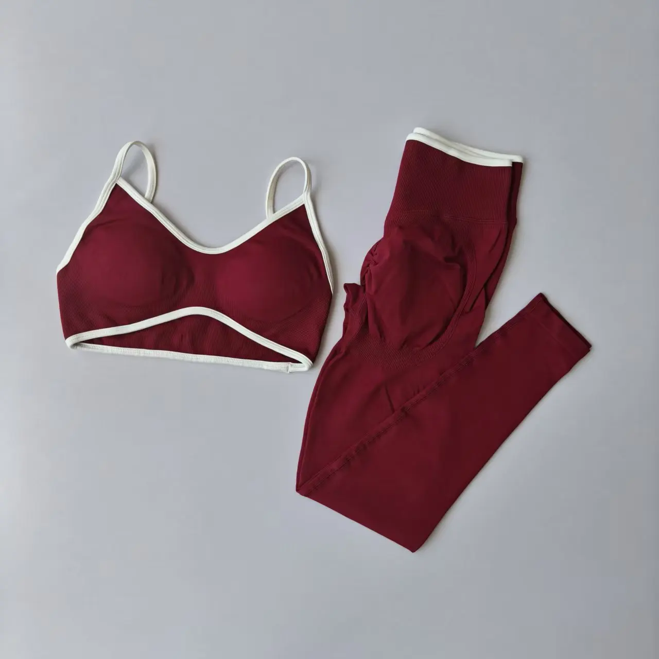 Conjuntos deportivos de 2 uds para mujer, pantalones de Yoga con realce, espalda hueca, sujetadores de Fitness para gimnasio, mallas de cintura alta para entrenamiento, conjunto de medias sin costuras