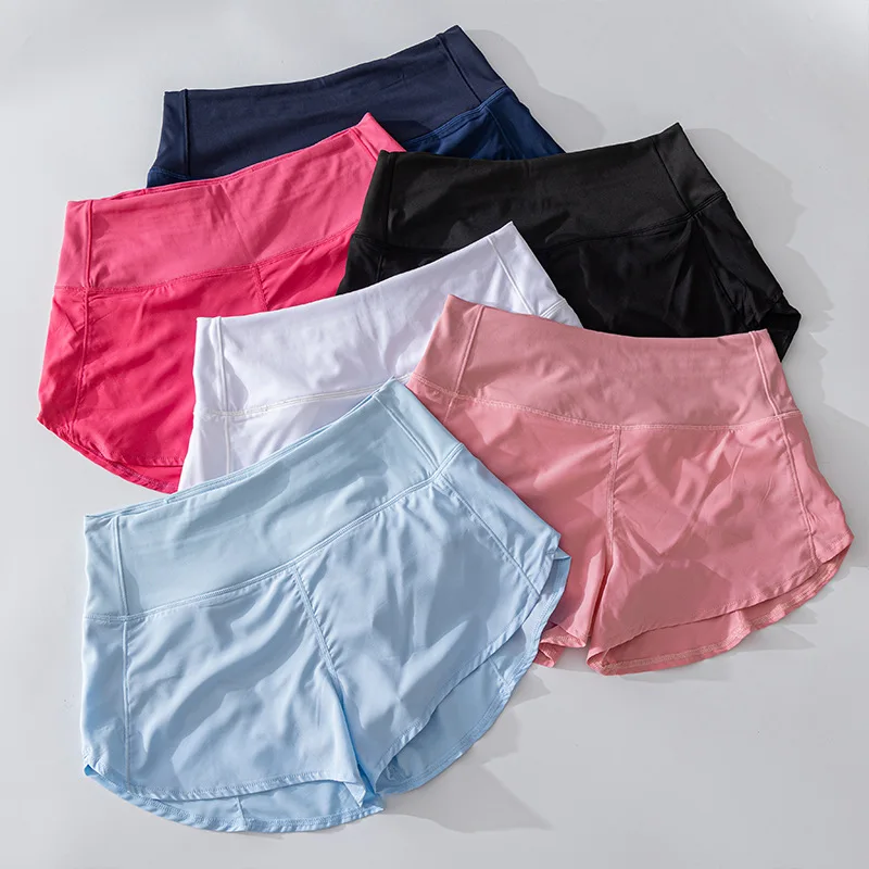 Pantalones cortos de 2,5 "para mujer, pantalones cortos atléticos de cintura alta para Yoga, pantalones cortos de entrenamiento para motorista forrados, pantalones cortos de gimnasio con bolsillo con cremallera para verano