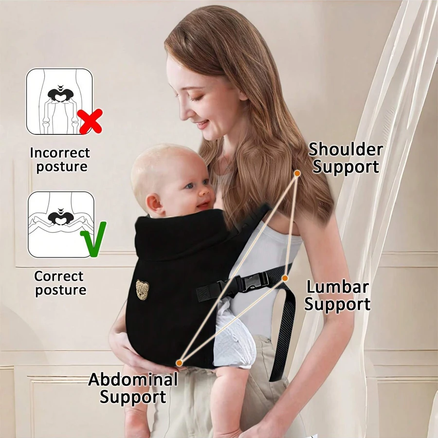 Portabebés ergonómico multifuncional, equipo de viaje portátil 4 en 1, con correas delanteras y traseras ajustables y cómodas, el regalo perfecto para la fiesta de bienvenida del bebé, Halloween, Navidad y Año Nuevo, 1 unidad