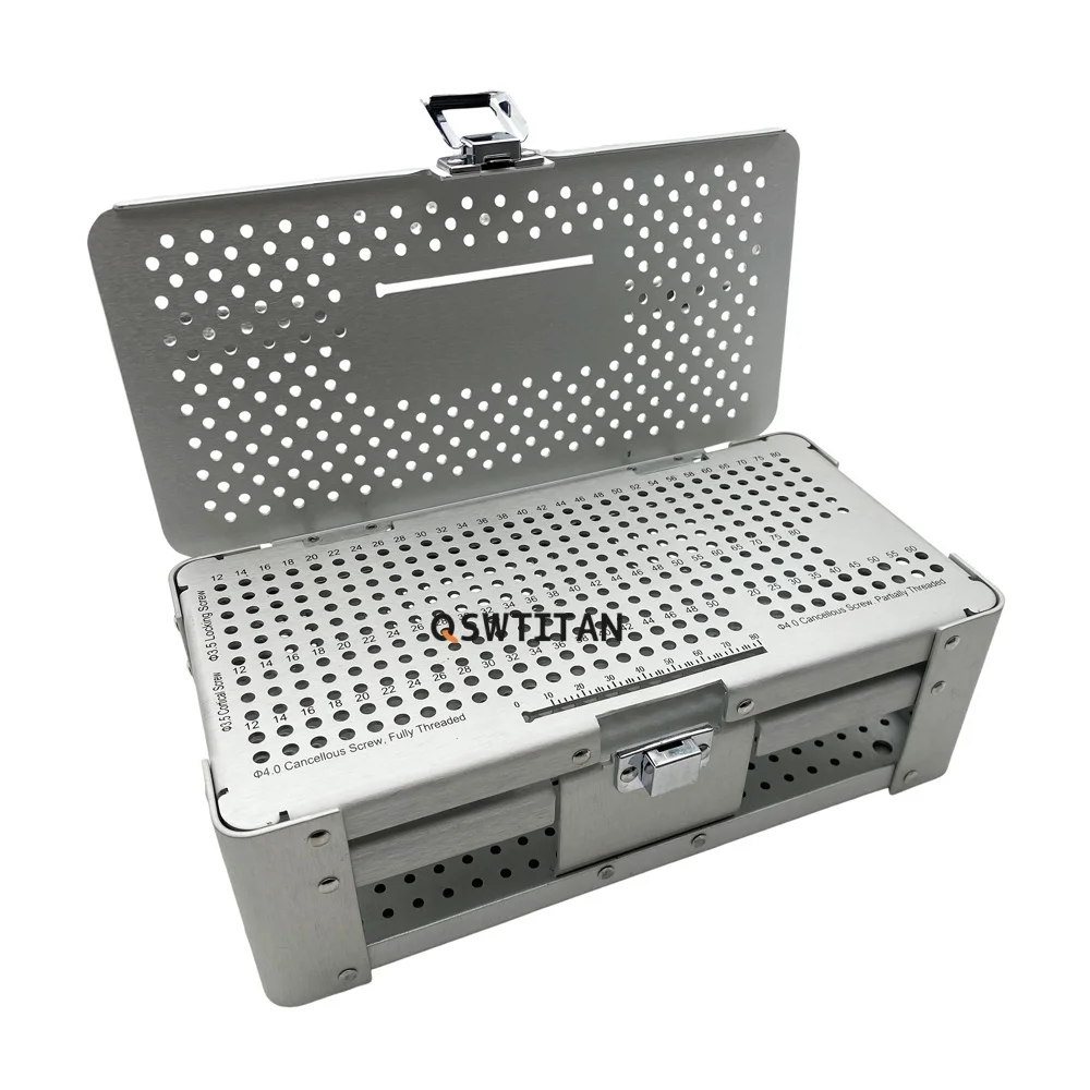 Caja de tornillos ortopédicos QSWTITAN, estuche para equipo de cirugía veterinaria, instrumentos de ortopedia