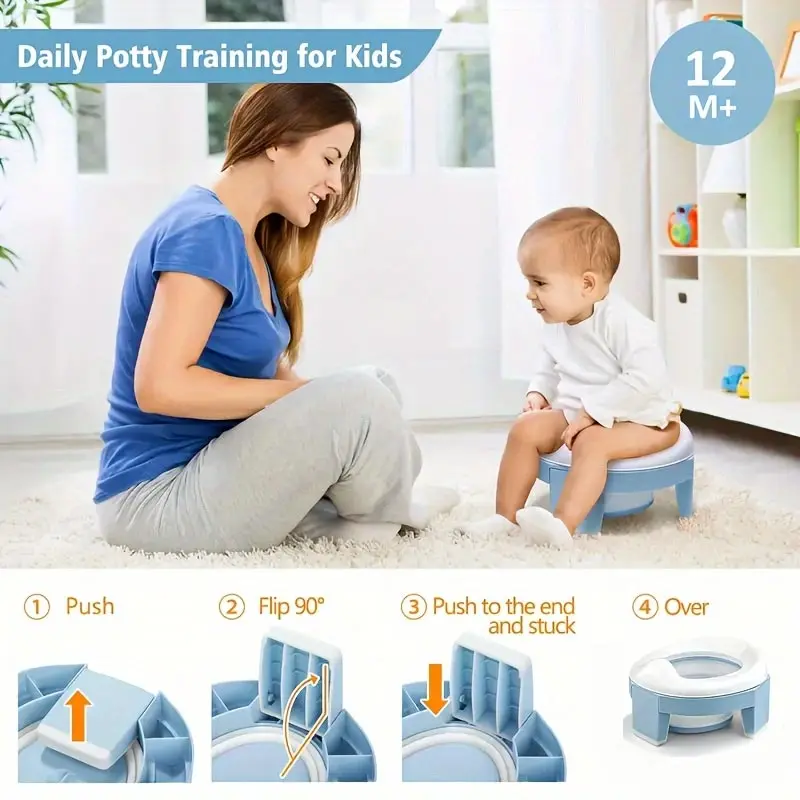 Asiento de Inodoro para Bebés 3 en 1, Plegable, Portátil, con Bolsas, Asiento de Entrenamiento para Ir al Baño, Apto para Niños y Niñas
