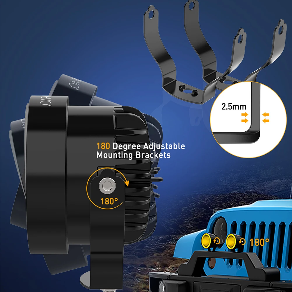 NAOEVO-foco de luz Led de trabajo, luces antiniebla redondas blancas superbrillantes para motocicleta, ATV, barco, 2 piezas, 4 pulgadas, 4x4, todoterreno, 60W, 14000LM