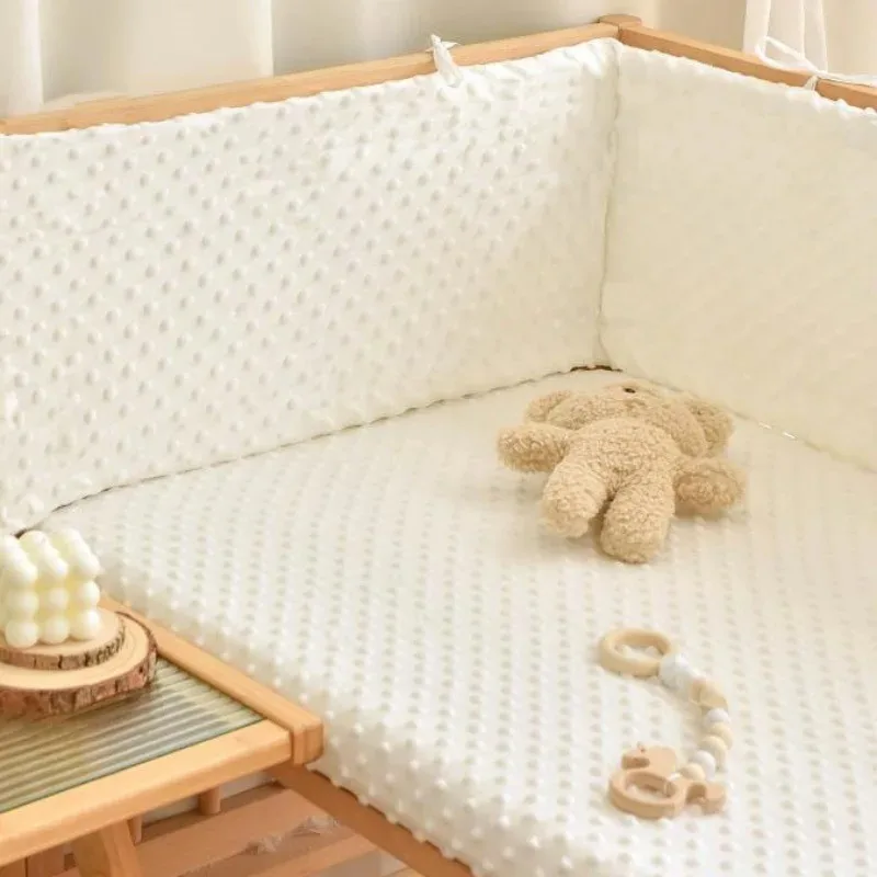 Barandilla gruesa para cuna, Protector para decoración de habitación de bebé, valla de cuna de bebé de Color sólido, protección de cama de algodón