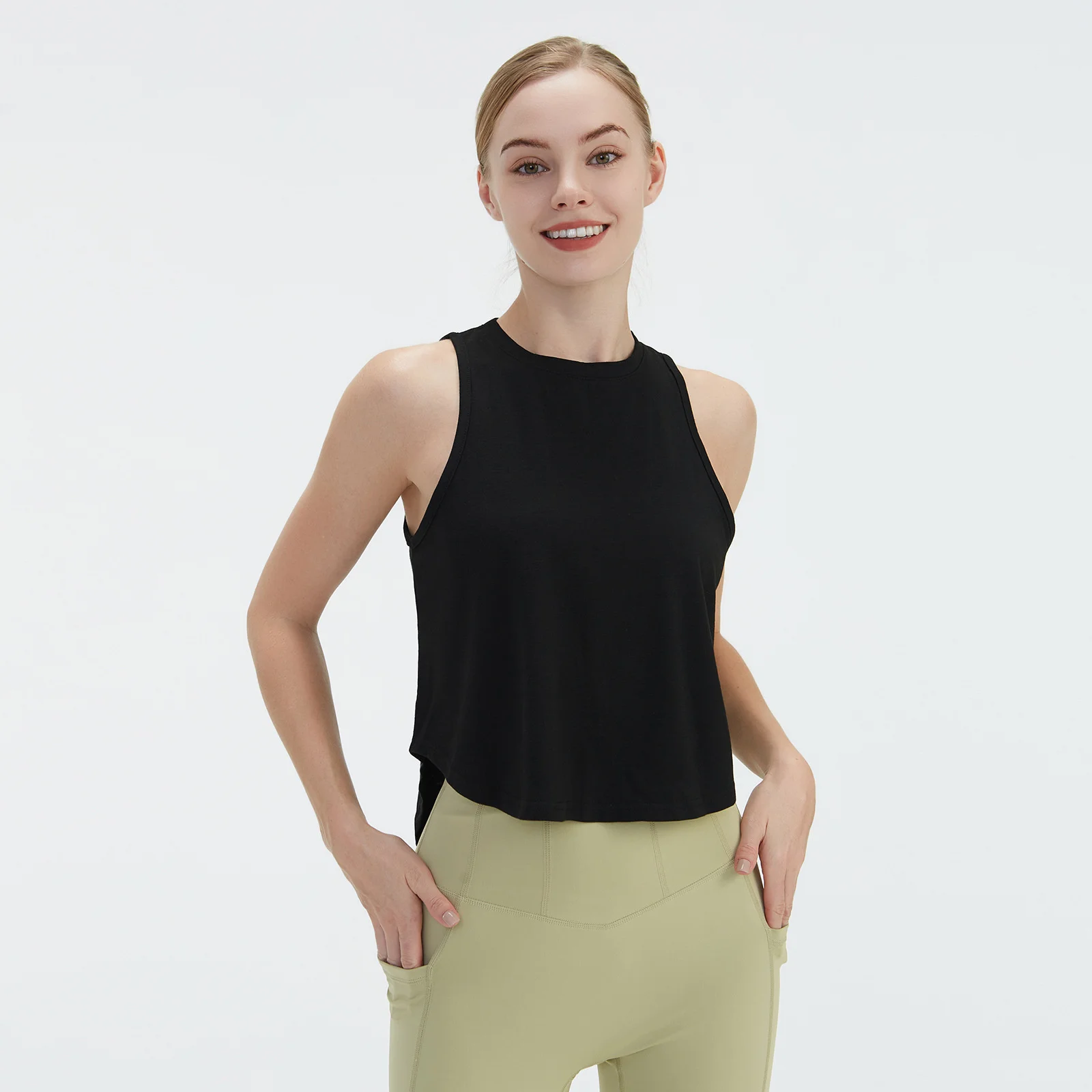 Top corto Sexy de verano para mujer, camiseta deportiva sin mangas para Yoga y Fitness, Top deportivo de secado rápido de Color sólido para correr, camiseta deportiva para entrenamiento en gimnasio, S-XXL