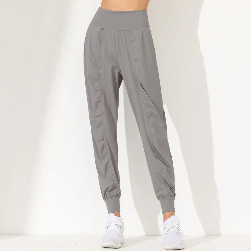 Pantalones de Yoga para Mujer, Holgados, Ajustados, de Secado Rápido, con Dobladillo Plisado, Capris para Correr y Fitness, con Bolsillos, Pantalones Deportivos