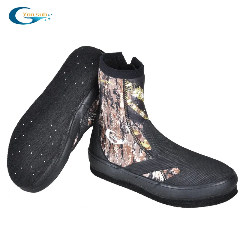 Zapatos de pesca de neopreno de 5mm para hombre y mujer, antideslizantes, resistentes al corte, botas de buceo de alta intensidad, suela de fieltro gruesa