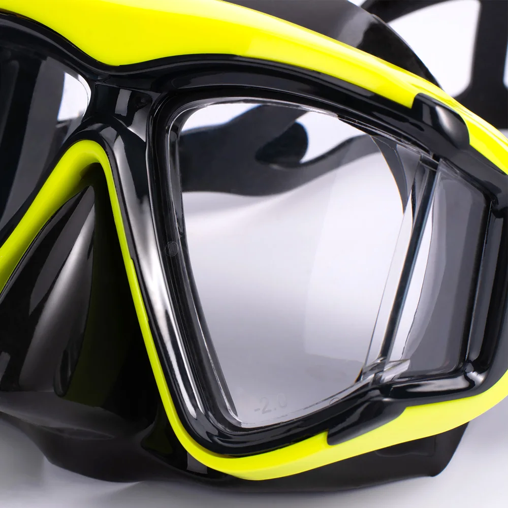 Juego de snorkel óptico para miopía, máscara de buceo, gafas de natación para miopía, vista panorámica, vista amplia, adultos y jóvenes-1,0 a-6,0