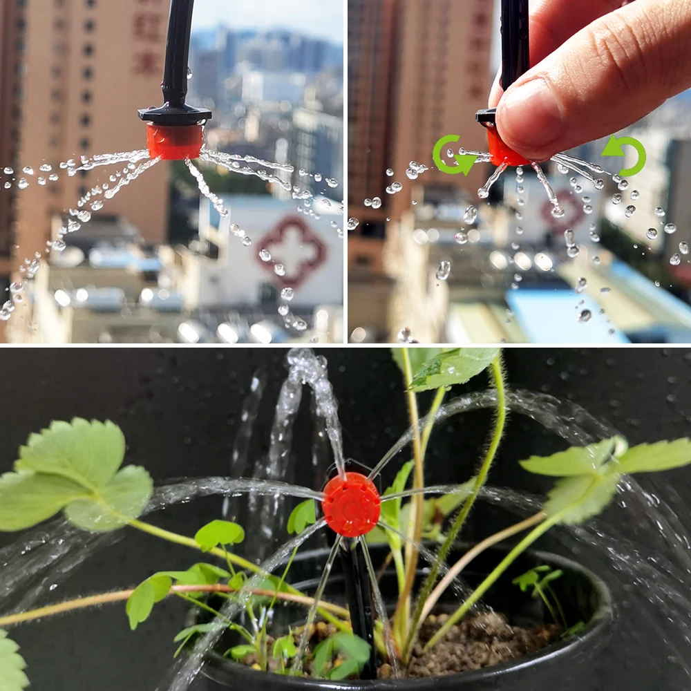 OASIS 5M-25M DIY sistema de riego por goteo riego automático manguera de jardín Micro kits de riego de jardín por goteo con goteros ajustables