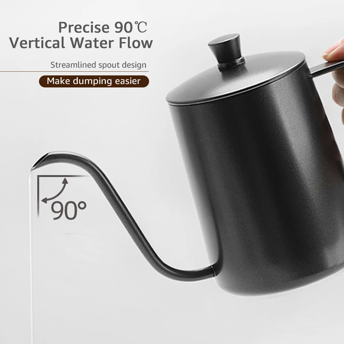 Tetera de café de acero inoxidable de 350/600 ml con boquilla de cuello de cisne para verter café, tetera de goteo de cuello de cisne con boca fina