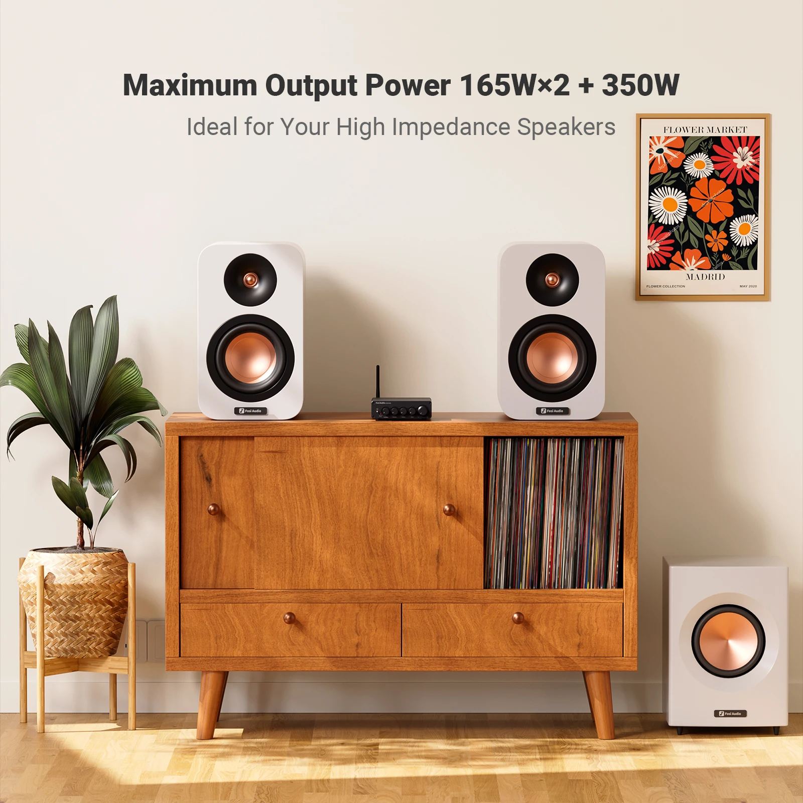 Fosi Audio BT30D PRO amplificador de potencia de sonido Bluetooth 2,1 canales Amp Audio Reciver para altavoz Subwoofer 165Wx2 + 350W