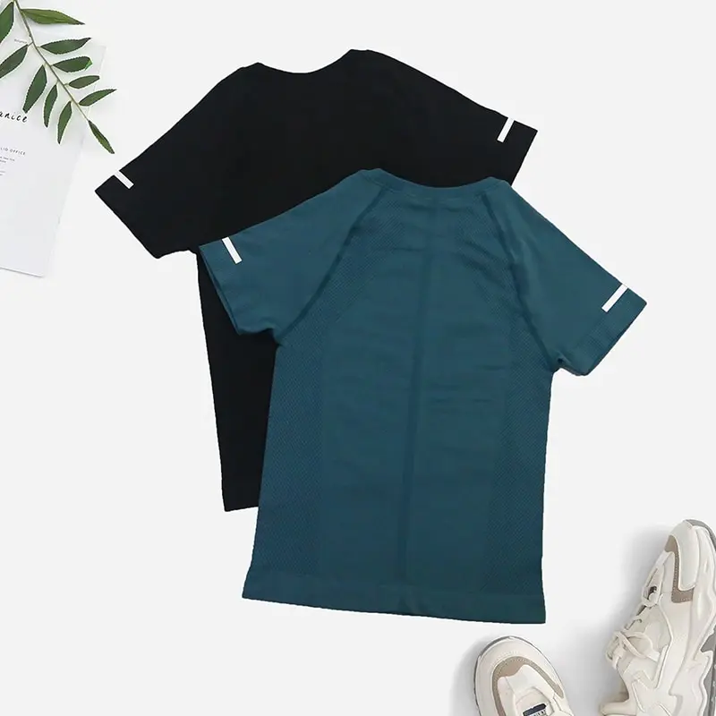 Camisetas de yoga sin costuras para mujer, camisetas de 2 piezas de entrenamiento deportivo con letras de yoga