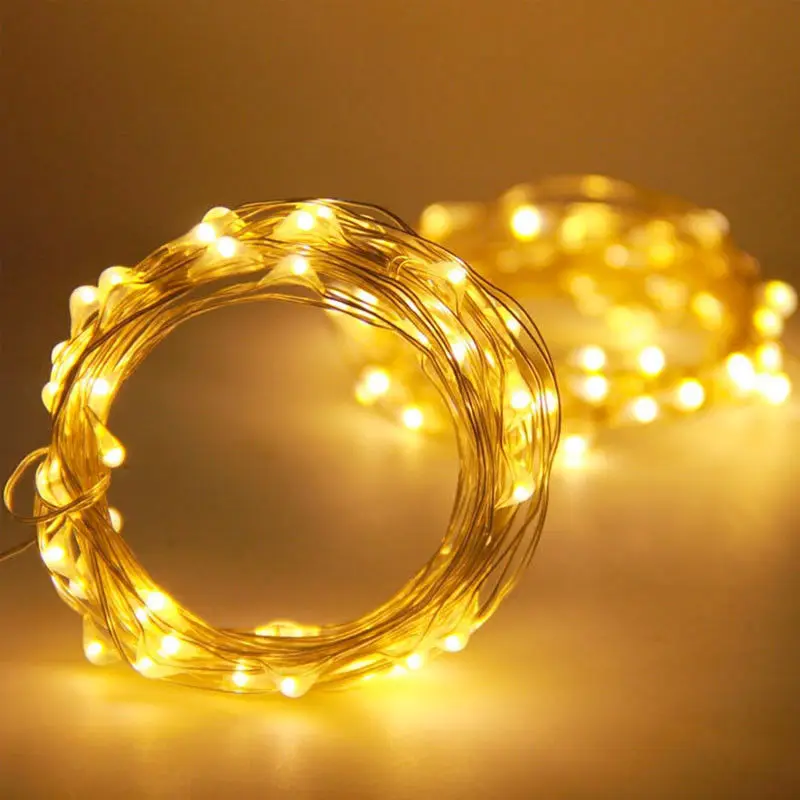 Cadena de luces LED de alambre de cobre, guirnalda de hadas para árbol de Navidad, boda, fiesta, decoración, 1M, 2M, 3M, 5M, 10M, 20M, 30M