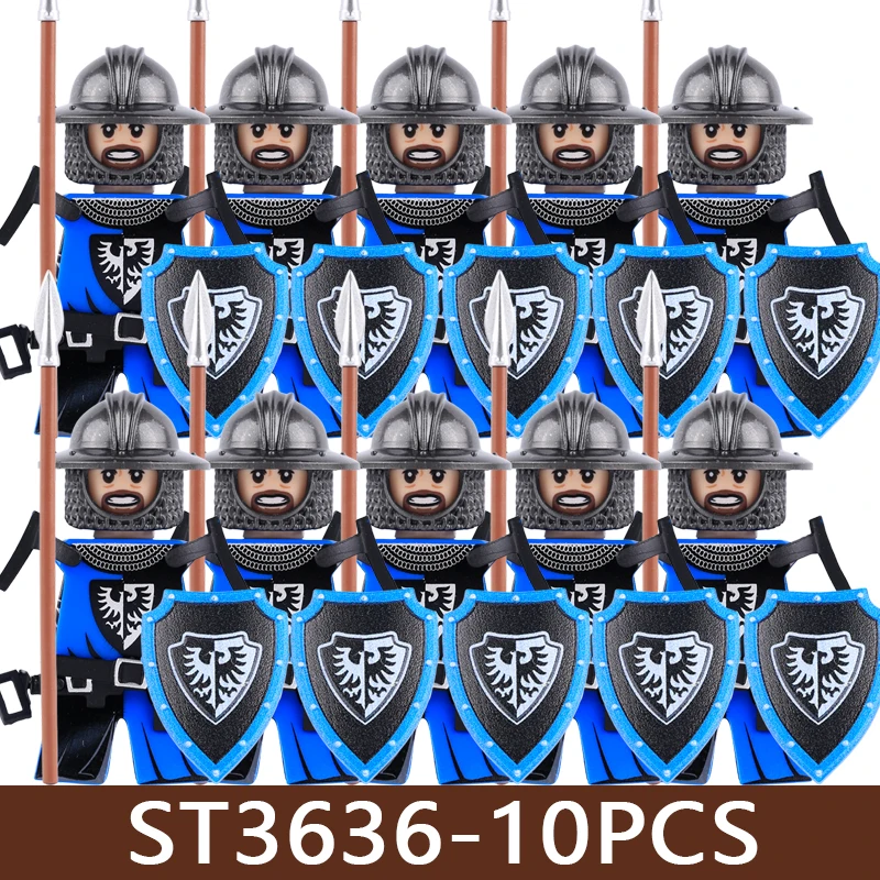 Figuras de Soldados Militares Medievales, Bloques de Construcción del Ejército, Castillo, Caballero, Cruzados, Comandante, Guerrero, Accesorios de Armadura, Ladrillos, Juguetes