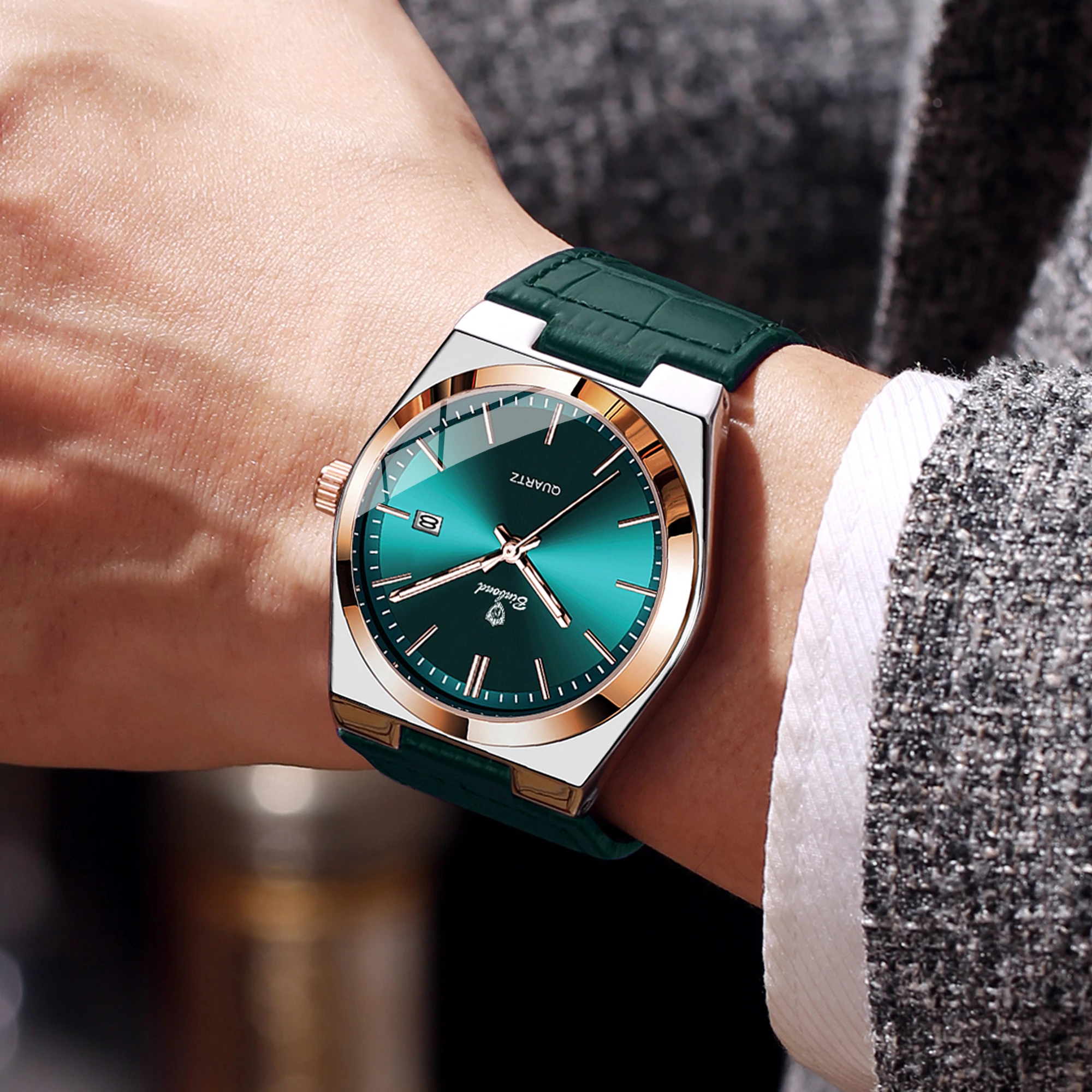 Relojes de Pulsera de Cuarzo de Lujo BINBOND, Luminosos, Resistentes al Agua, con Fecha Automática, Reloj de Hombre para Negocios, Deportes, Moda Casual, Reloj de Cuero