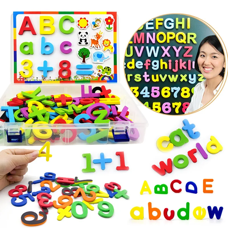 24-76 piezas de letras del alfabeto magnéticas de espuma EVA, juego de aprendizaje de ortografía y conteo, pegatinas para refrigerador, juguetes educativos para niños