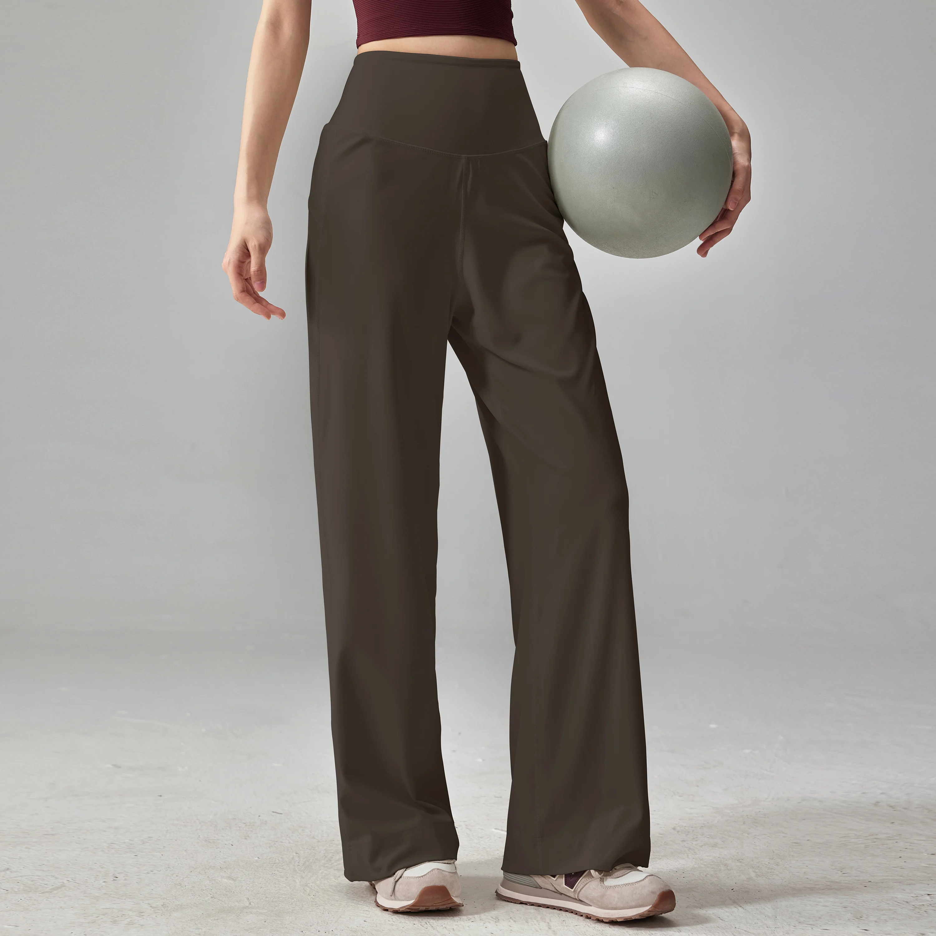 Pantalones de alta calidad para mujer con bolsillos, pantalones de chándal sueltos elásticos de cintura alta, pantalones deportivos de ocio y entrenamiento para Yoga