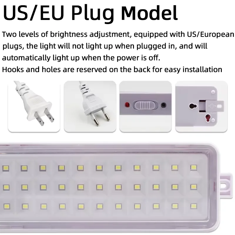 Luz de Emergencia LED Mejorada y Más Brillante de 30/60 LED, 2 Modos, Luminaria de Seguridad Recargable de Montaje en Pared para Protección Contra Incendios en el Hogar