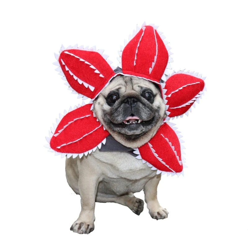 Divertido sombrero gato Demogorgon, disfraz flor aterradora, suministros accesorios para mascotas cumpleaños, para