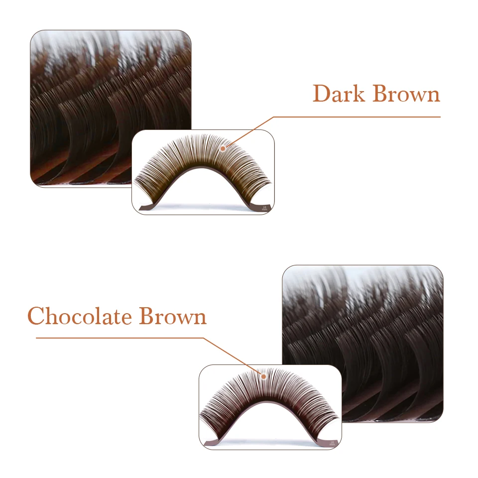 AGUUD 32 filas Color marrón Chocolate pestañas Premium Color caramelo visón Individual Cachemira volumen extensiones de pestañas colección
