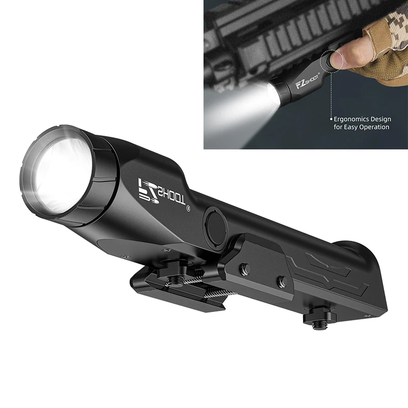 Linterna para Rifle EZshoot de 1700 Lúmenes, Recargable Magnética, Luz LED con Modo Estroboscópico para Rieles M-Rail y Picatinny, para Caza