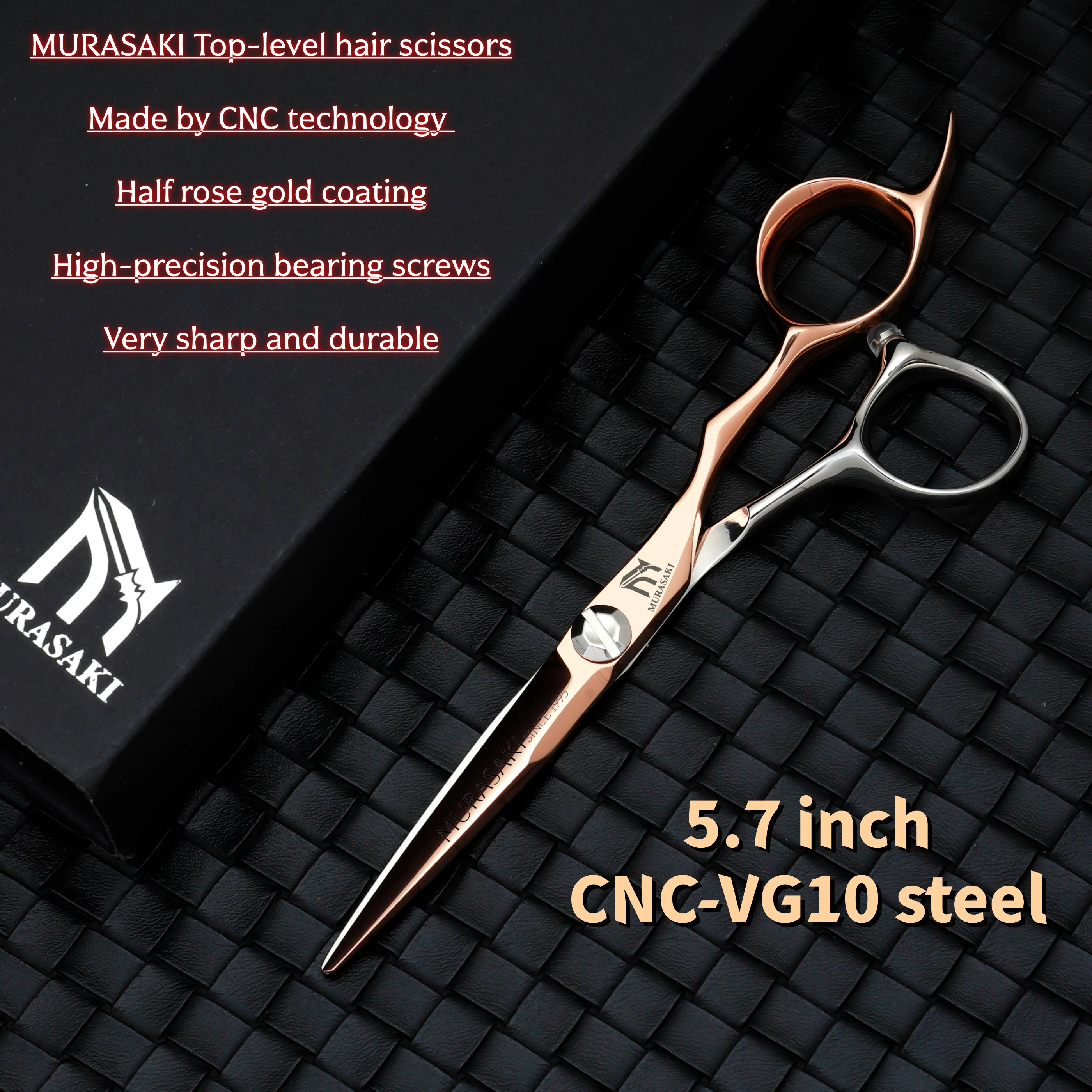 Tijeras de peluquería de acero cobalto VG10 de alta calidad, tijeras para cortar el cabello de 5.7-6.3-6.8 pulgadas, accesorio de barbería con revestimiento de oro rosa