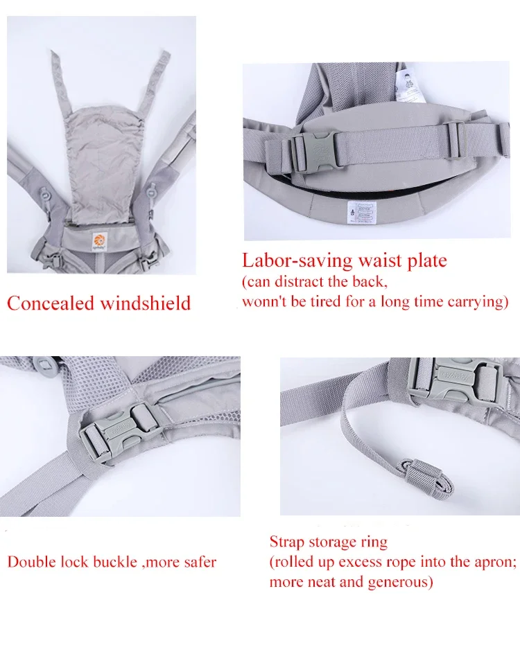 Egobaby 360 Omni portabebés de algodón transpirable ergonómico mochilas soporte hombro cintura cinturón Sling tirantes