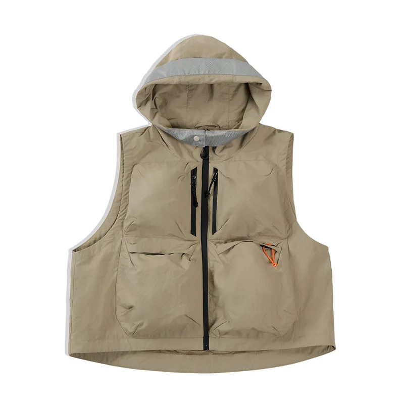 Maden-Chaleco de secado rápido para hombre, chaqueta sin mangas con capucha, multibolsillo, para acampar, pescar, montaña, caza táctica