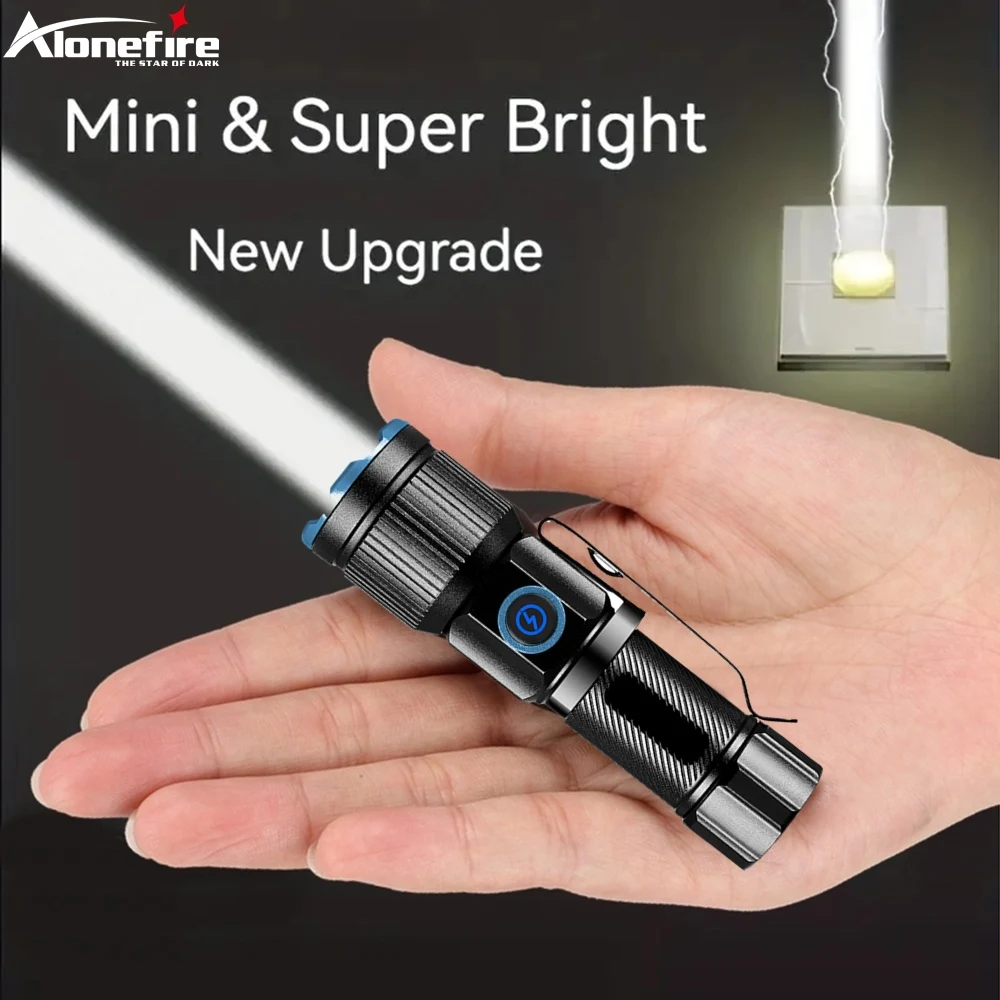 Zoom luz de haz blanco Mini linterna de larga distancia tipo C Usb recargable antorcha de bolsillo portátil hogar al aire libre batería 16340